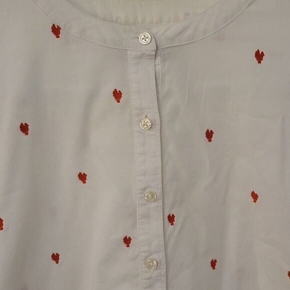 3/$30 VTG LOFT Petite Hi-Low Heart Embroidered Coquette Semi-sheer Blouse - Picture 3 of 9